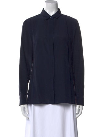 Akris Silk Long Sleeve Button-Up Top