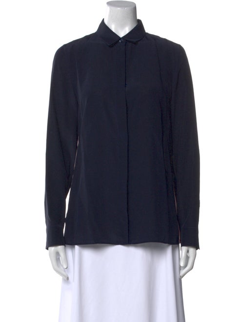 Akris Silk Long Sleeve Button-Up Top