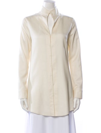 Akris Cashmere Long Sleeve Button-Up Top