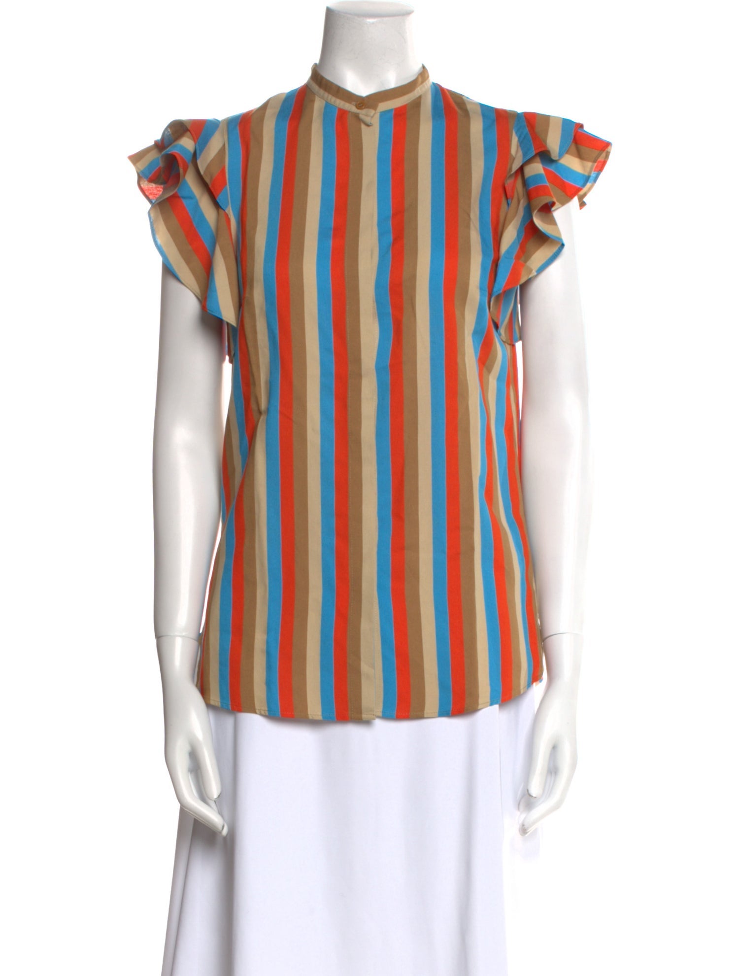 Akris Striped Mock Neck Blouse