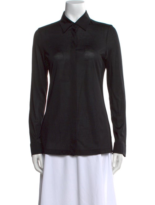 Akris Silk Long Sleeve Button-Up Top