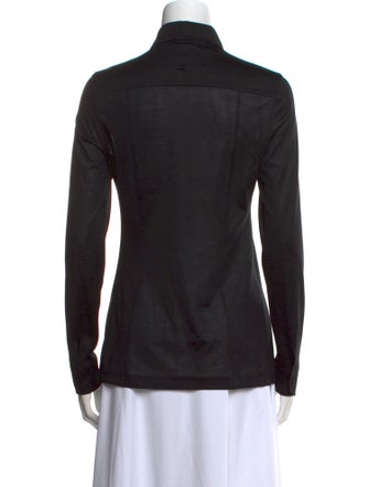 Akris Silk Long Sleeve Button-Up Top