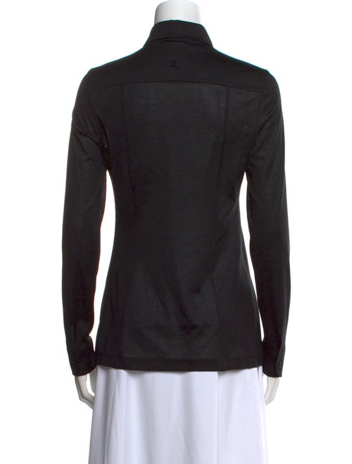 Akris Silk Long Sleeve Button-Up Top