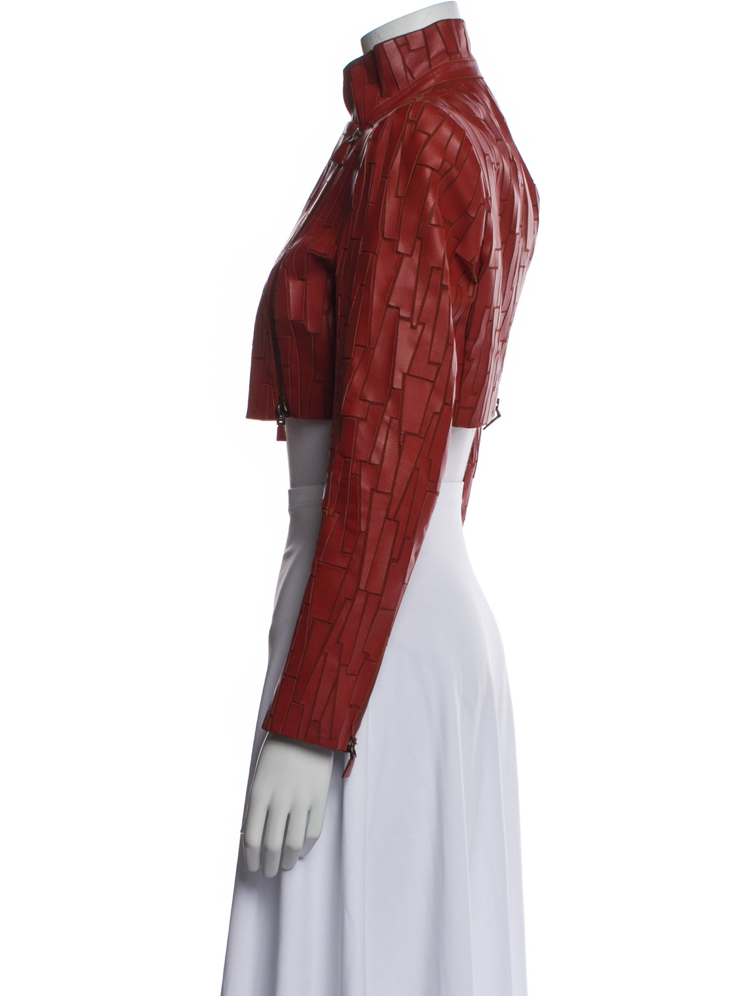 Akris Lamb Leather Printed Biker Jacket