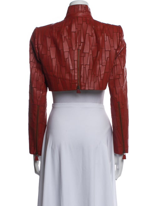 Akris Lamb Leather Printed Biker Jacket