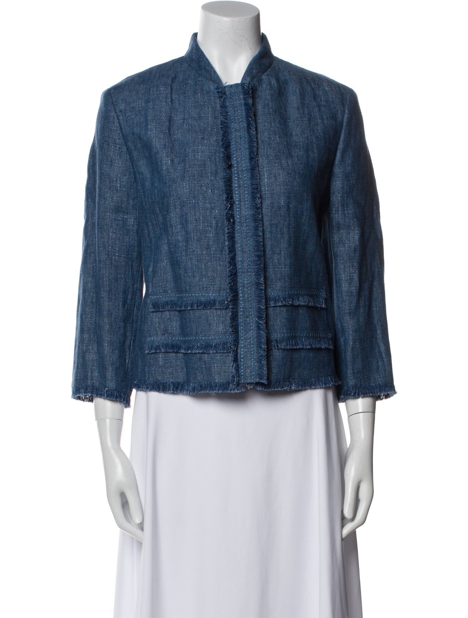 Akris Linen Tweed Pattern Denim Jacket