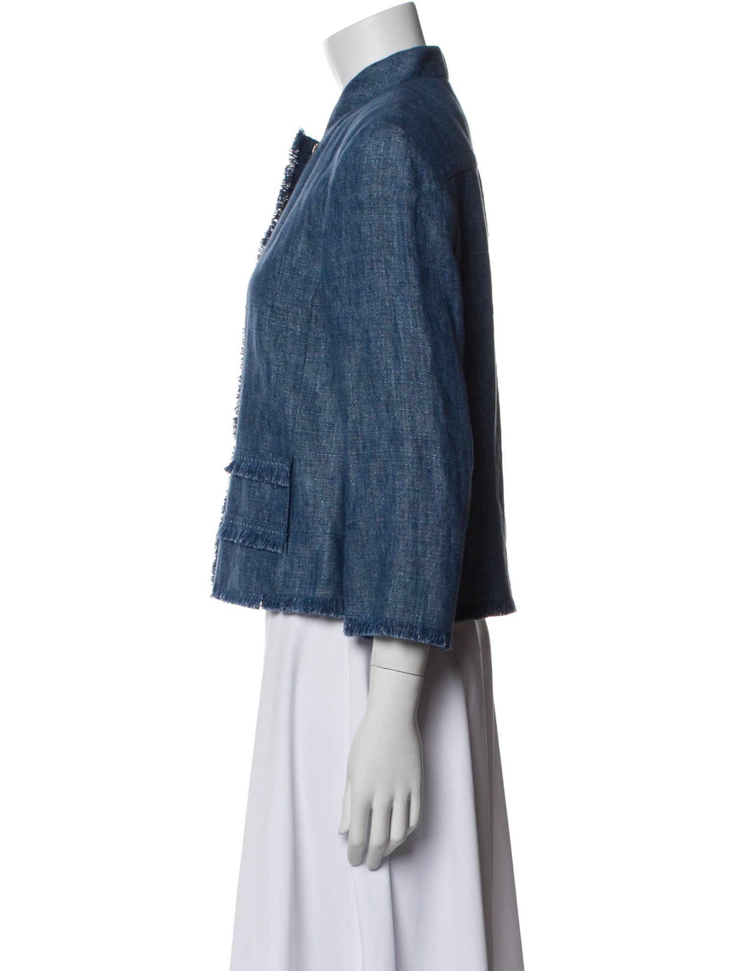 Akris Linen Tweed Pattern Denim Jacket
