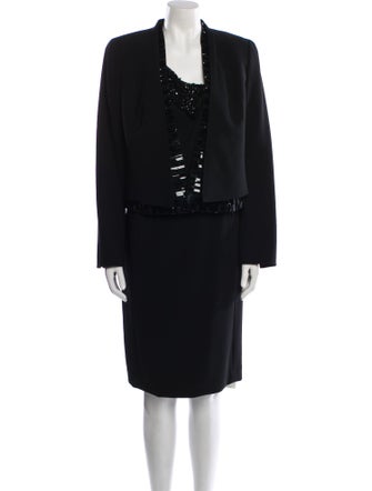 Akris Wool Beaded Accents Dress Set