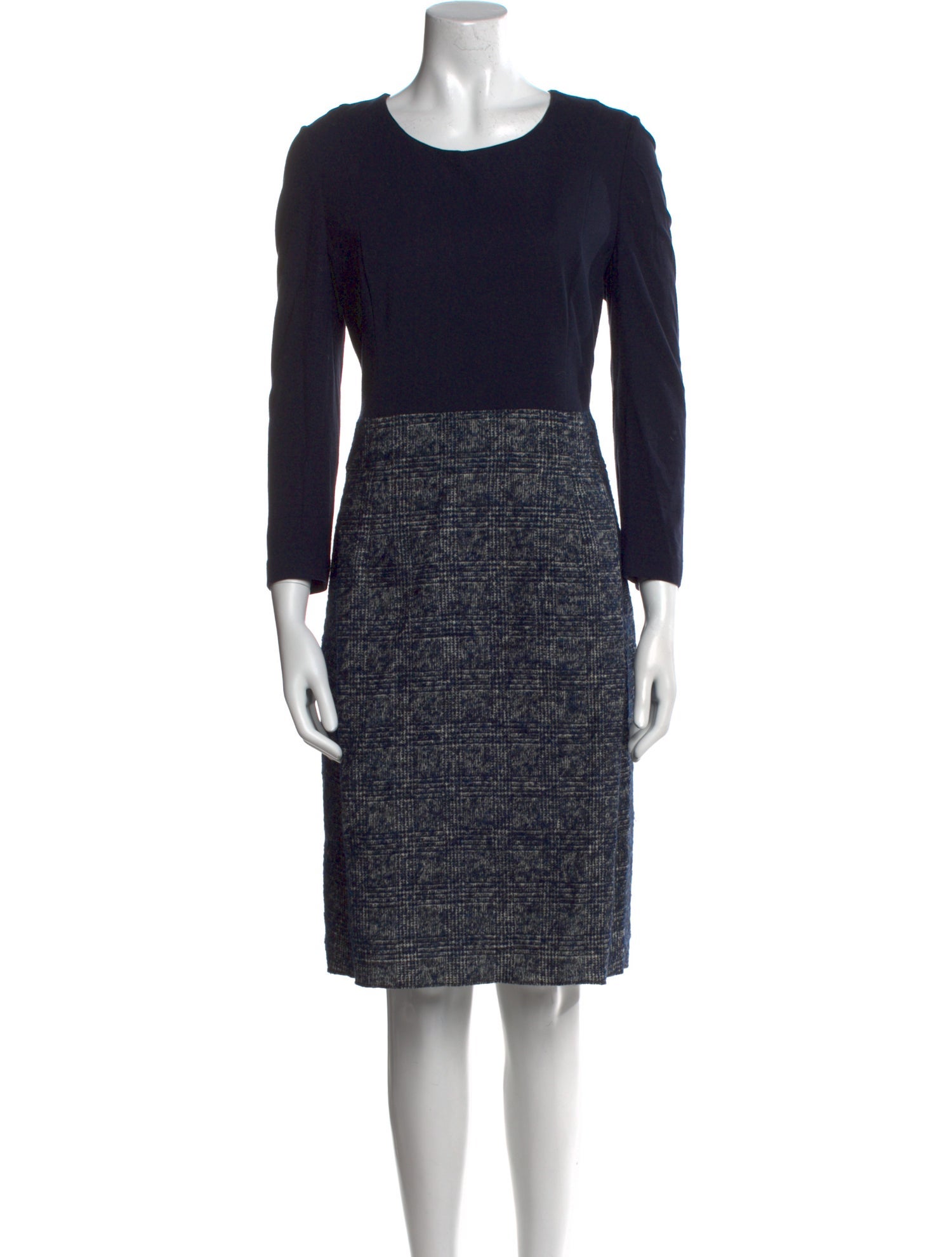 Akris Tweed Pattern Knee-Length Dress