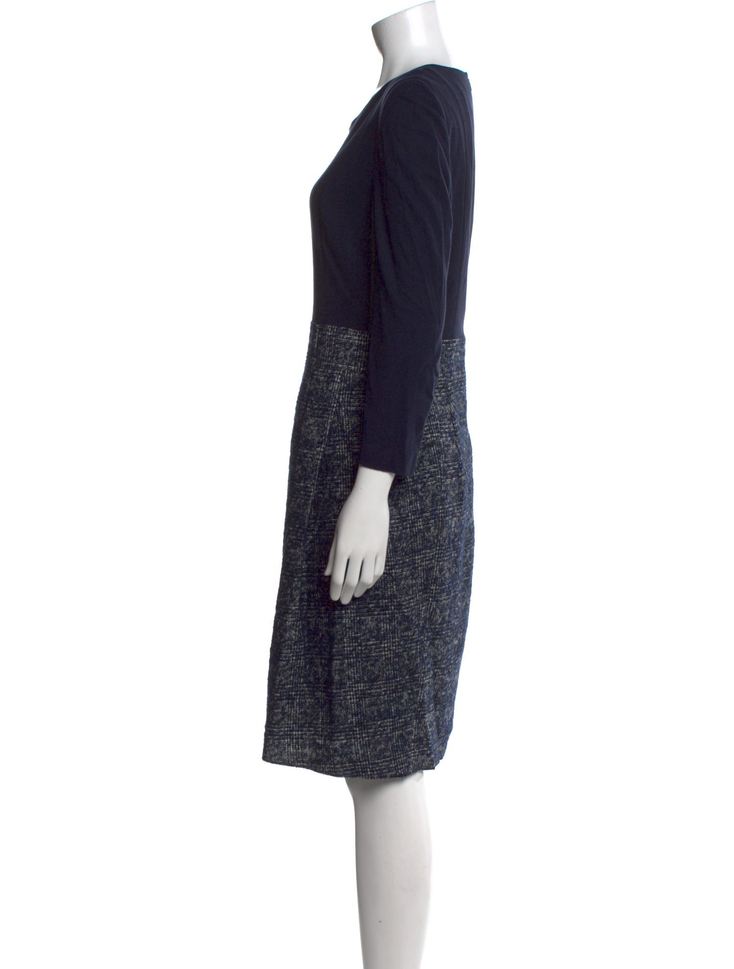 Akris Tweed Pattern Knee-Length Dress