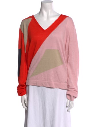 Akris Linen Colorblock Pattern Sweater