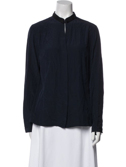 Akris Silk Long Sleeve Button-Up Top