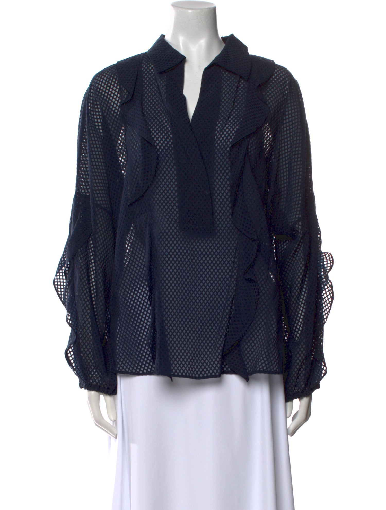 Akris Polka Dot Print V-Neck Blouse