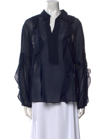 Akris Polka Dot Print V-Neck Blouse