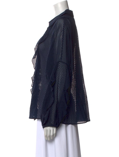 Akris Polka Dot Print V-Neck Blouse