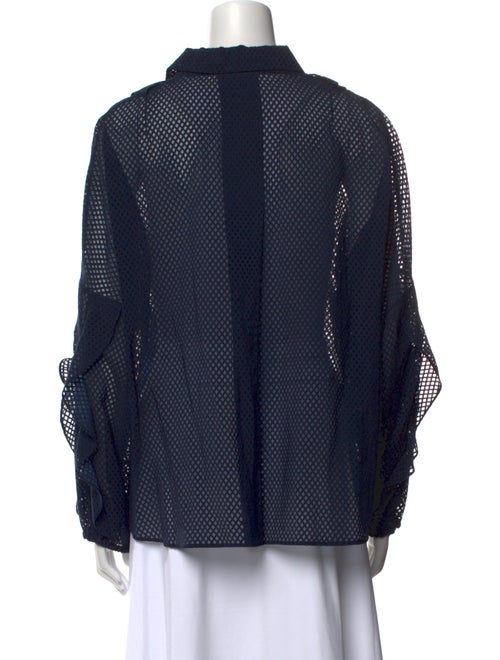 Akris Polka Dot Print V-Neck Blouse