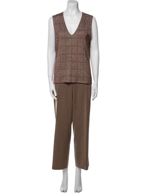 Akris Cashmere Plaid Print Pant Set