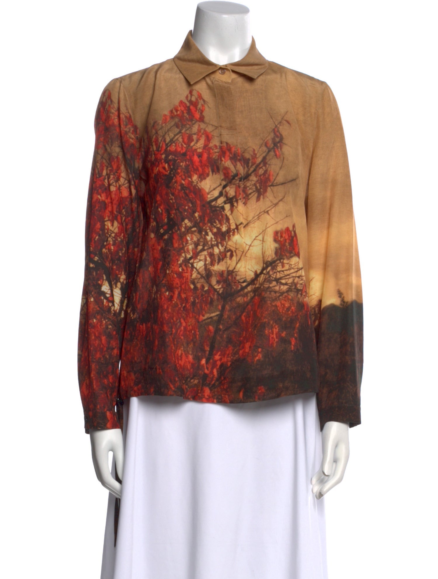 Akris Silk Printed Button-Up Top