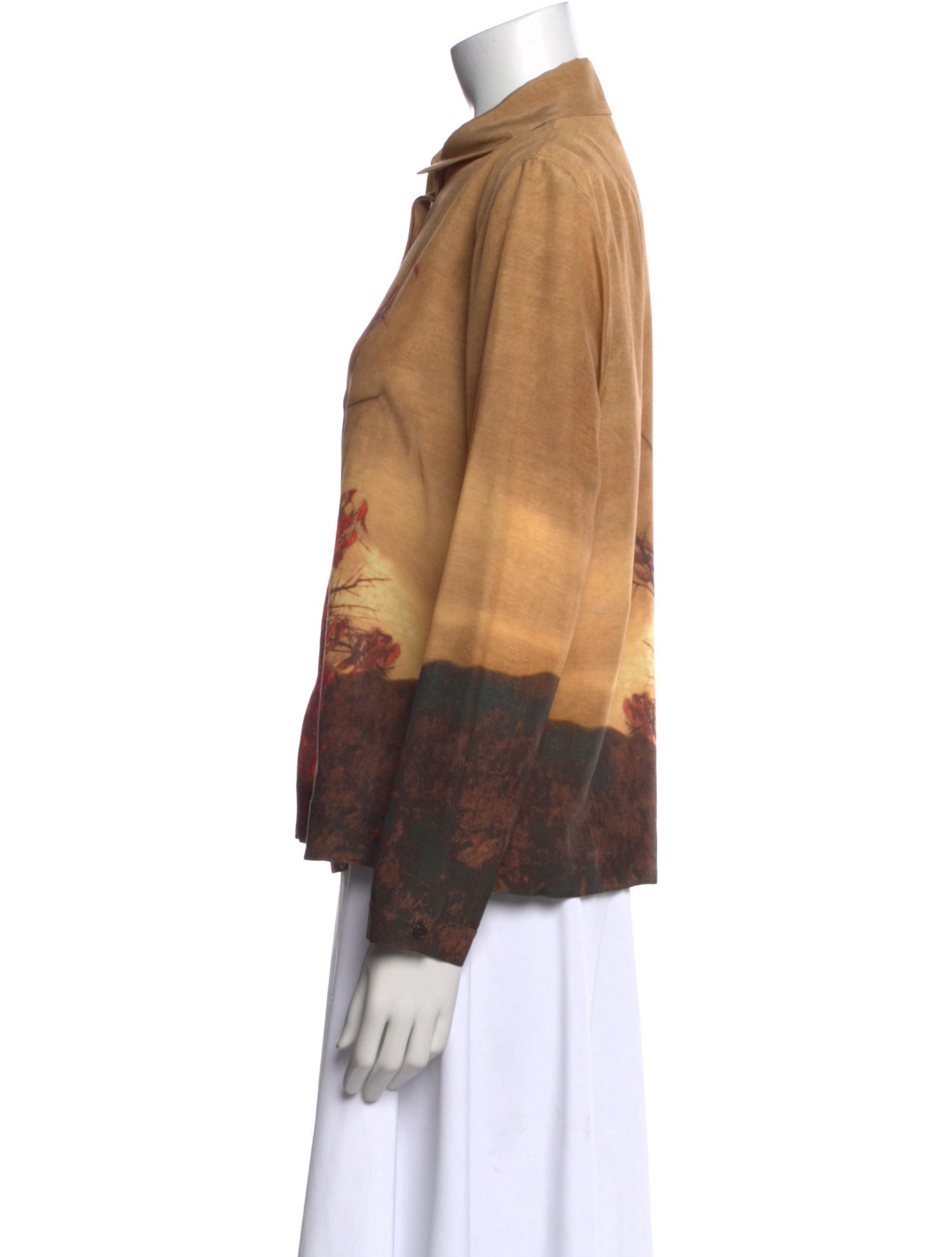 Akris Silk Printed Button-Up Top