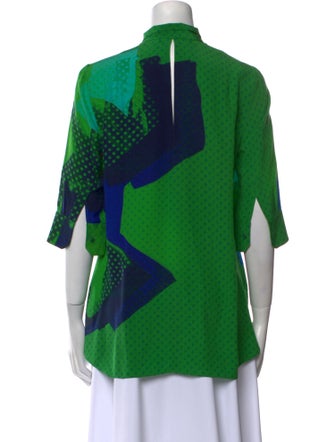 Akris Silk Printed Button-Up Top