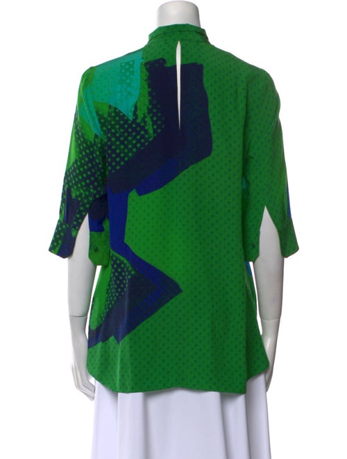 Akris Silk Printed Button-Up Top