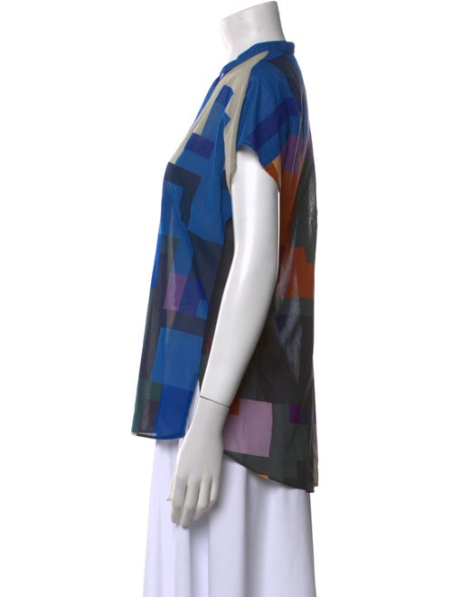 Akris Cashmere Plaid Print Button-Up Top