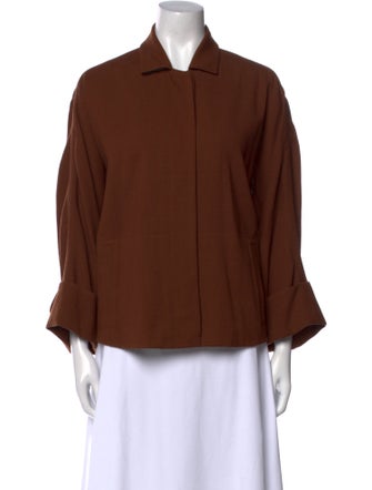 Akris Virgin Wool Three-Quarter Sleeve Blouse