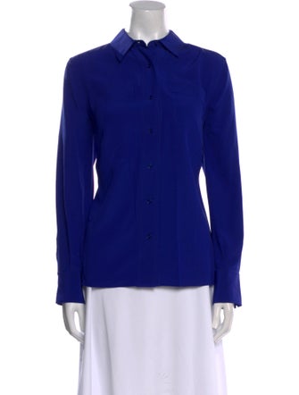 Akris Silk Long Sleeve Button-Up Top