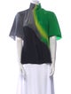 Akris Silk Colorblock Pattern Blouse