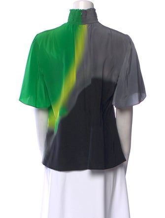Akris Silk Colorblock Pattern Blouse