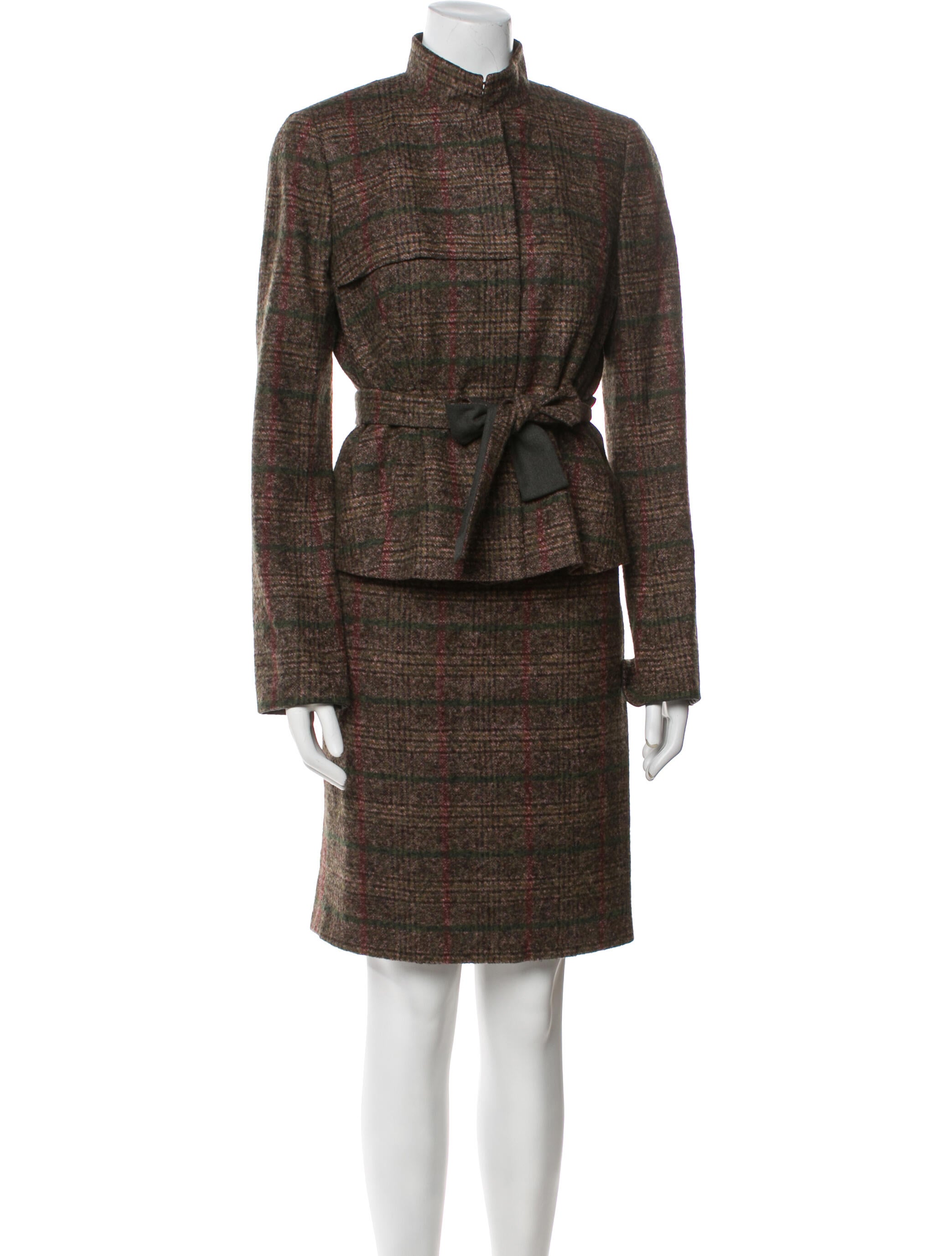 Akris Alpaca Tweed Pattern Skirt Suit