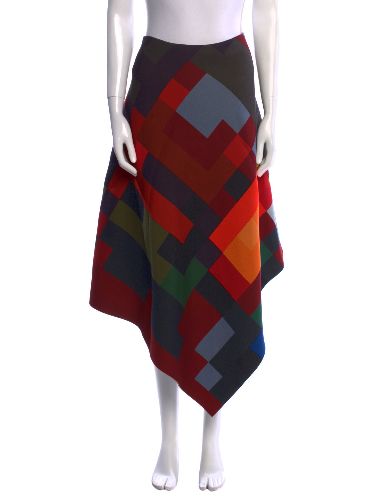 Akris Plaid Print Midi Length Skirt