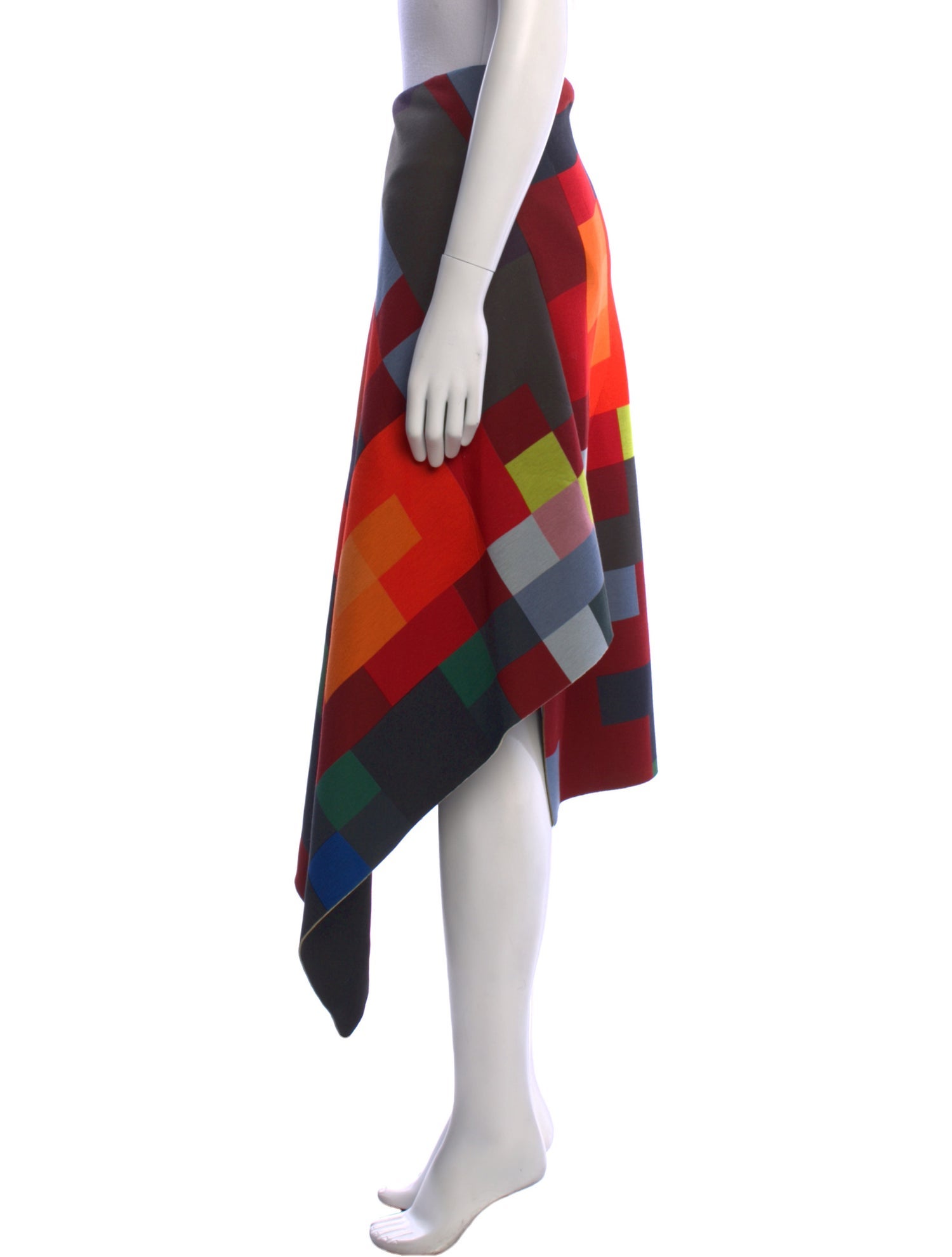 Akris Plaid Print Midi Length Skirt