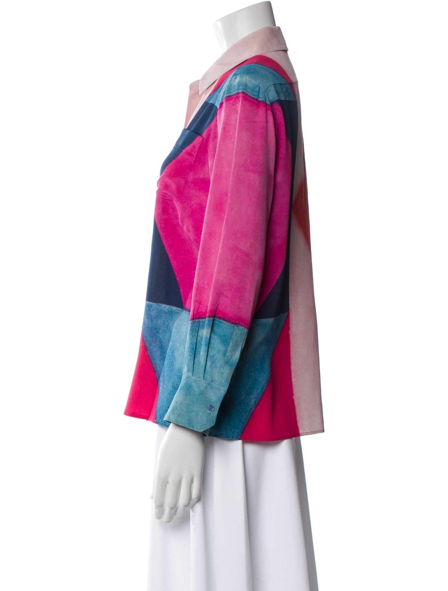 Akris Silk Printed Button-Up Top