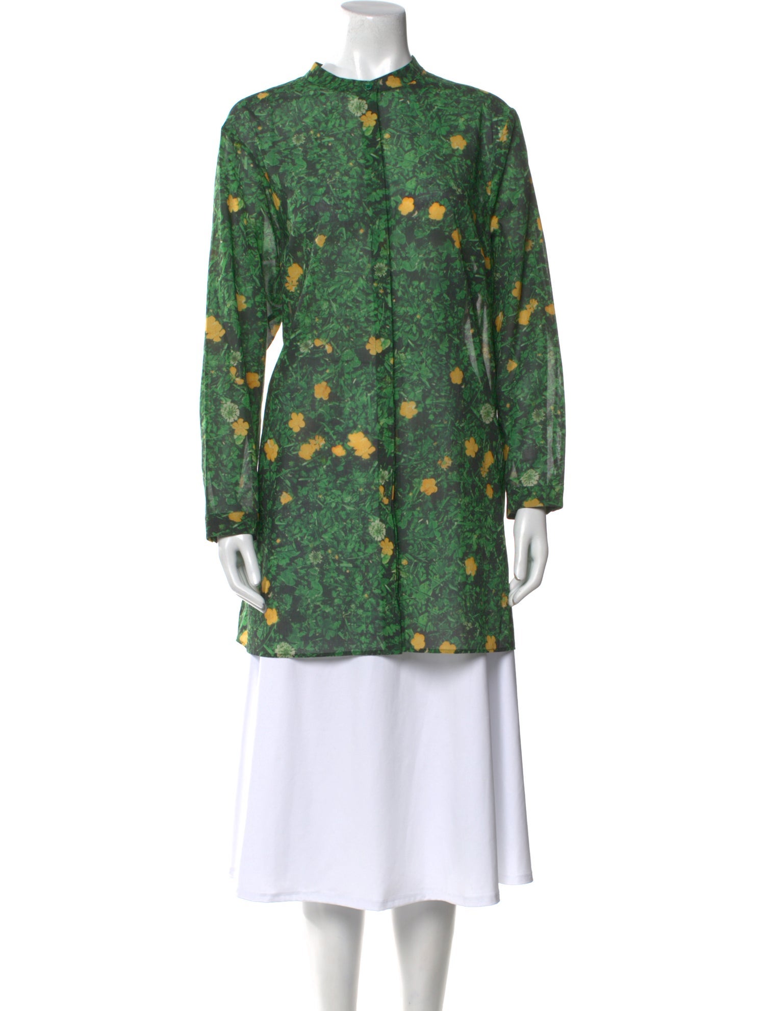 Akris Floral Print Mock Neck Tunic