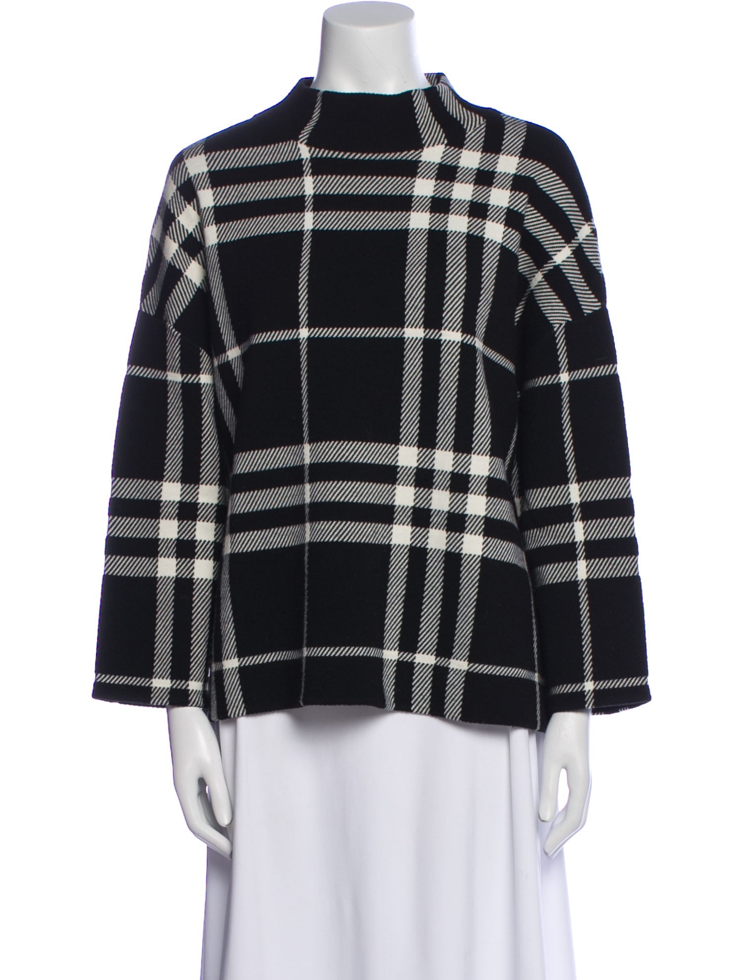 Akris Virgin Wool Plaid Print Sweater