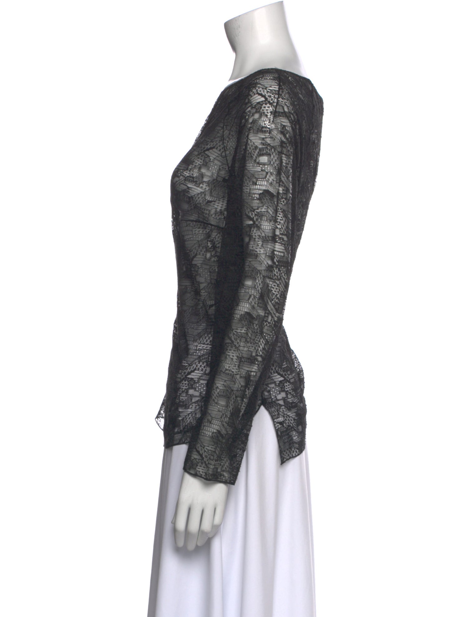 Akris Lace Pattern Bateau Neckline Blouse