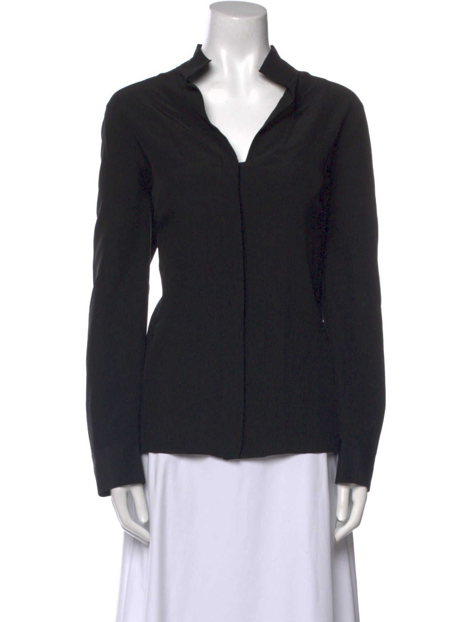 Akris V-Neck Long Sleeve Button-Up Top