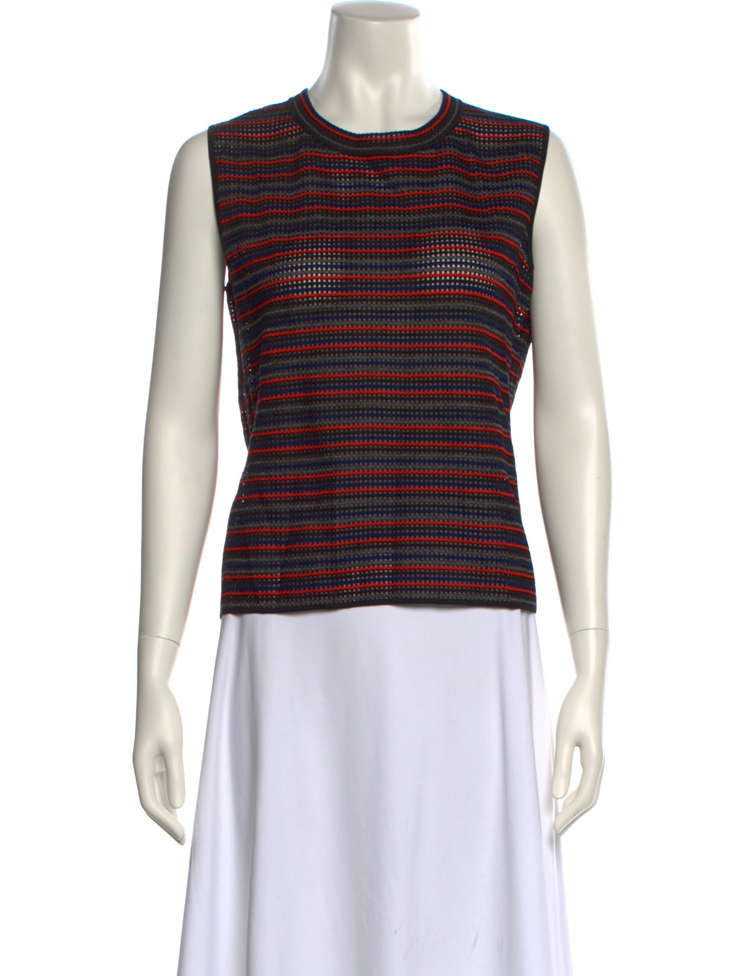 Akris Plaid Print Crew Neck Top