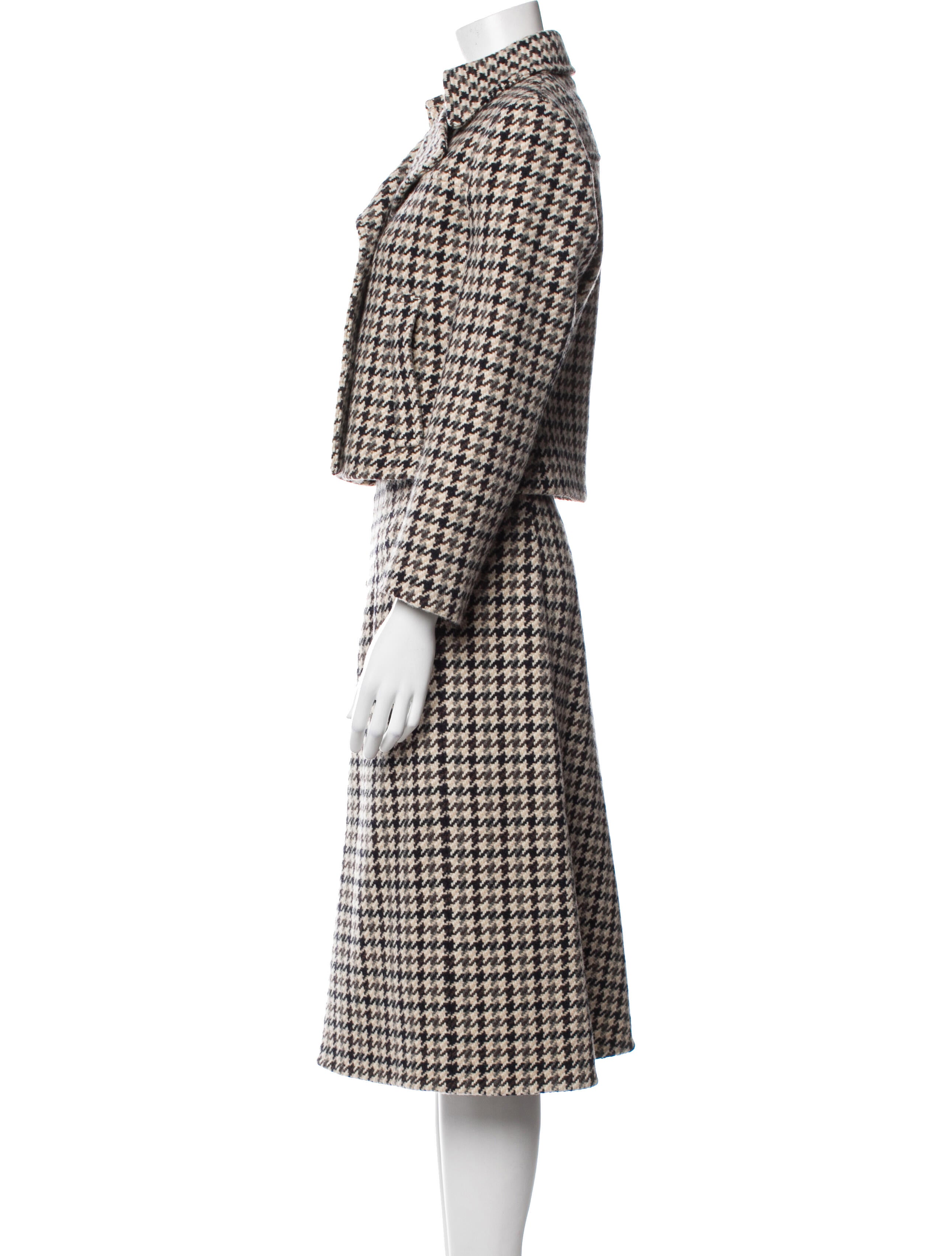 Akris Tweed Houndstooth Print Skirt Suit