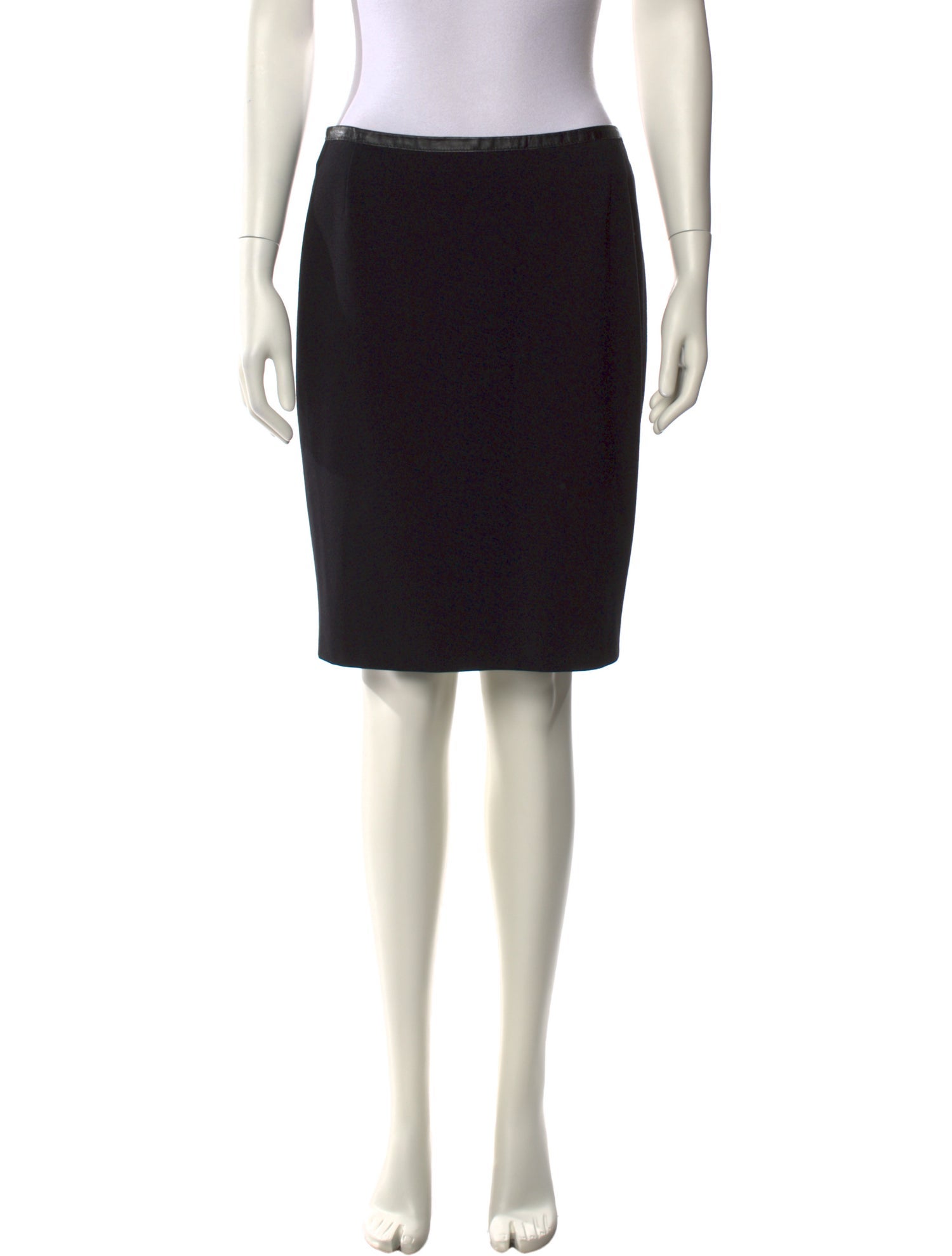 Akris Leather Trim Embellishment Knee-Length Skirt