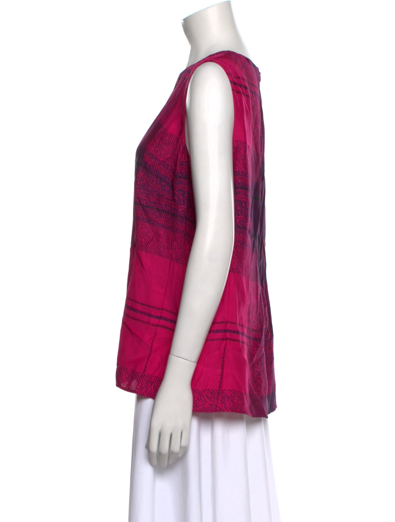 Akris Silk Plaid Print Blouse