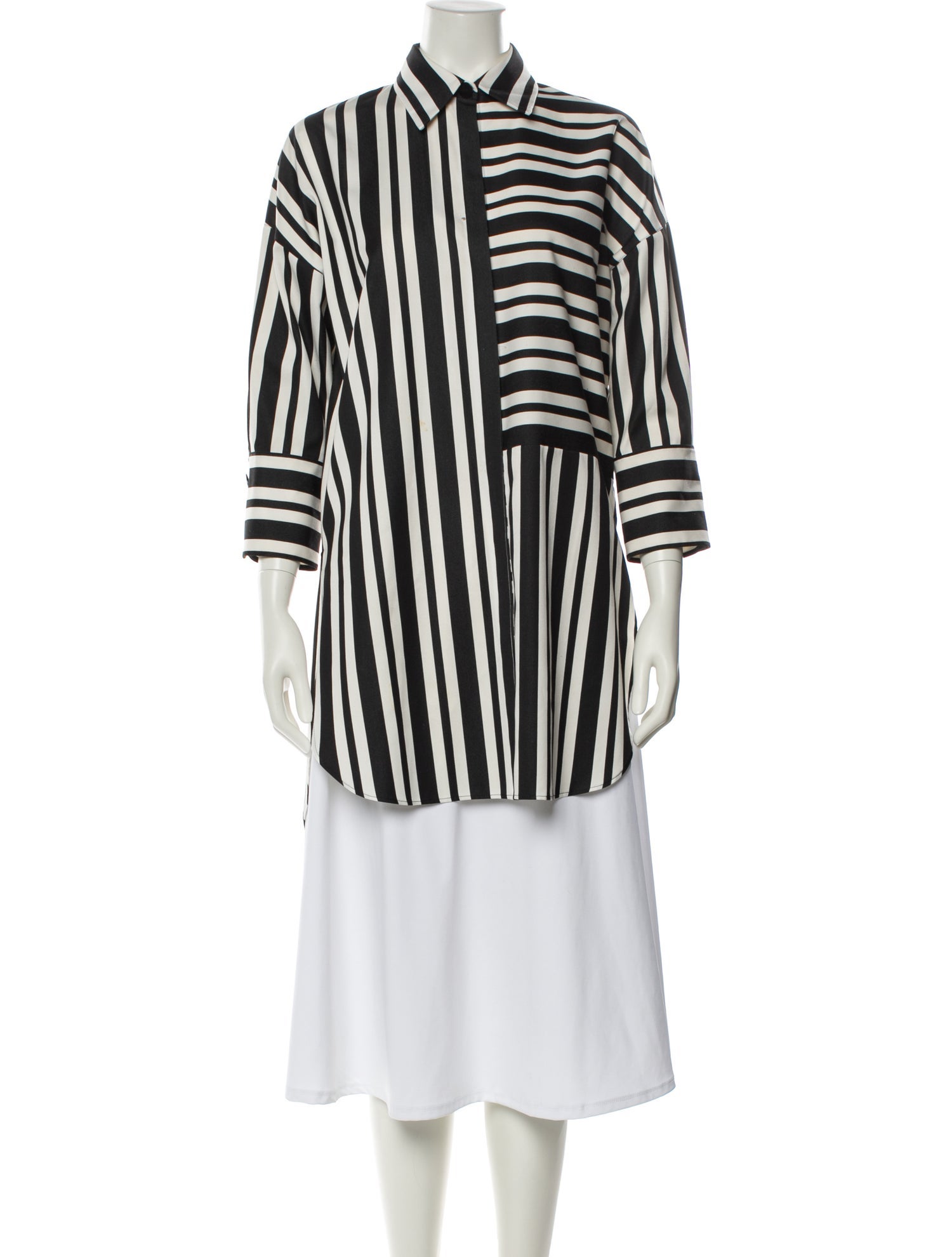 Akris Striped Three-Quarter Sleeve Tunic