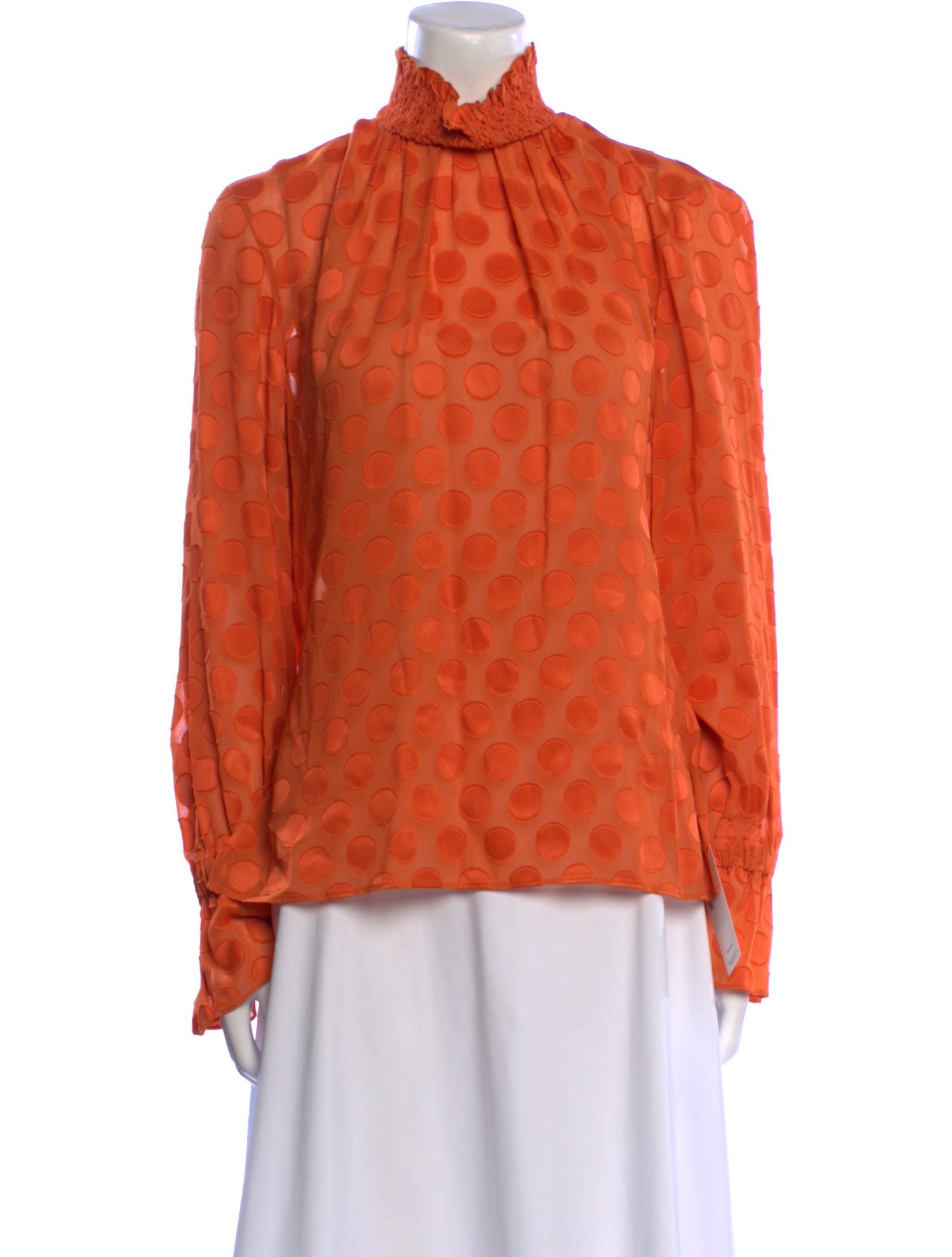 Akris Polka Dot Print Mock Neck Blouse