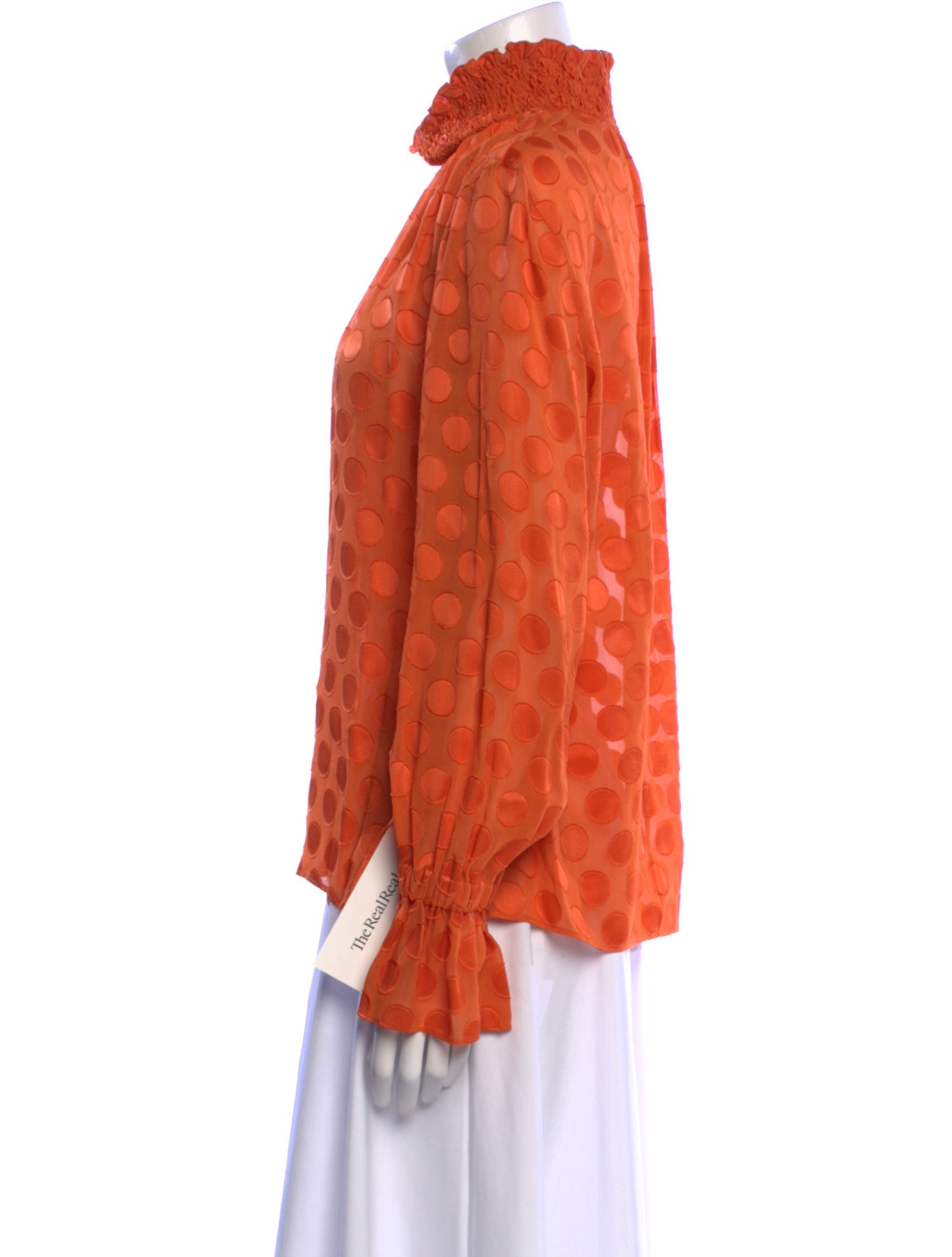 Akris Polka Dot Print Mock Neck Blouse