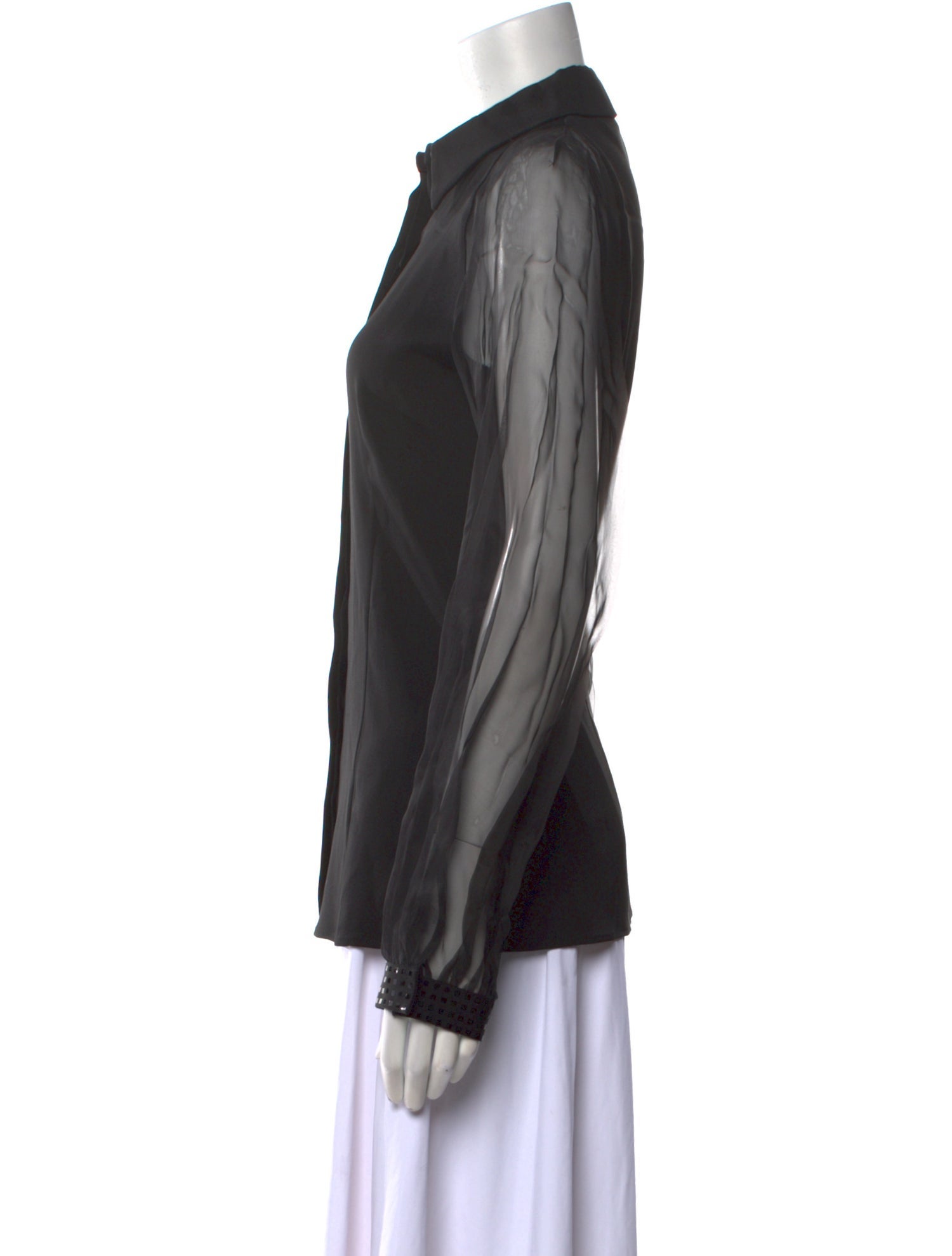 Akris Silk Long Sleeve Button-Up Top