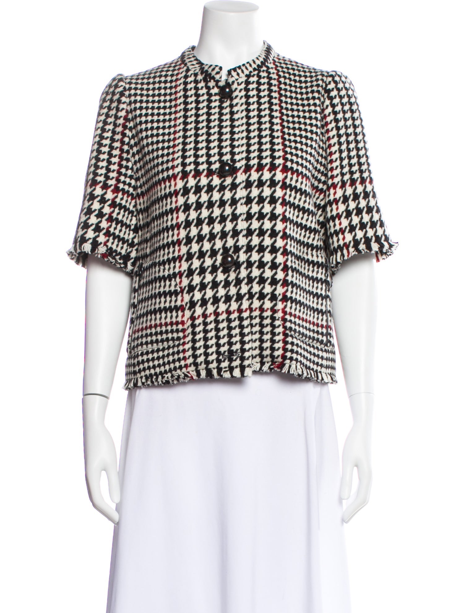 Akris Wool Houndstooth Print Evening Jacket