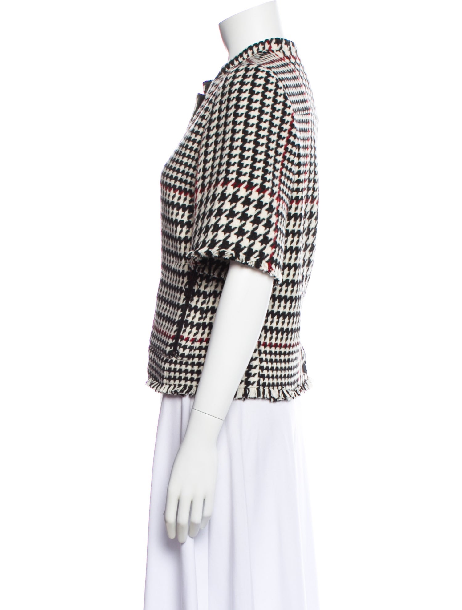 Akris Wool Houndstooth Print Evening Jacket