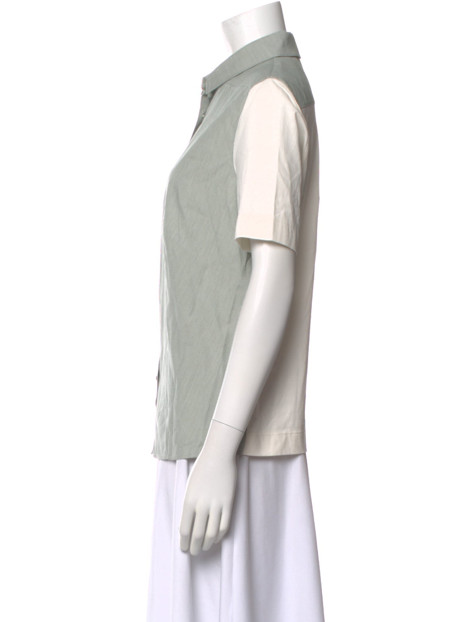 Akris Striped Short Sleeve Blouse