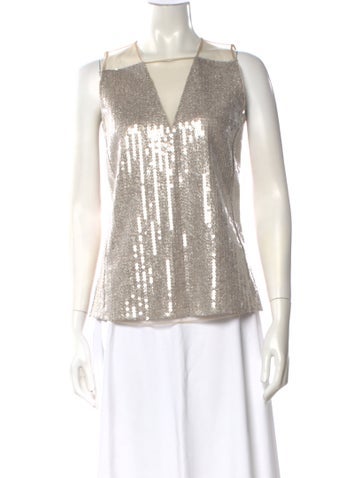 Pre-owned Akris V-neck Sleeveless Top In Neutral